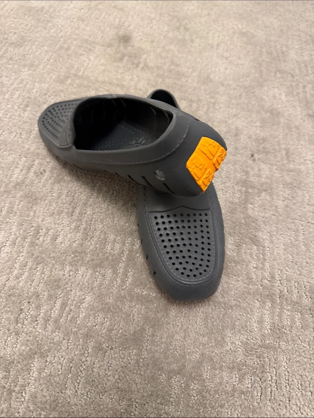 Floafers Men's Casual Perforated Slip-On Floafers - Charcoal/black/orange